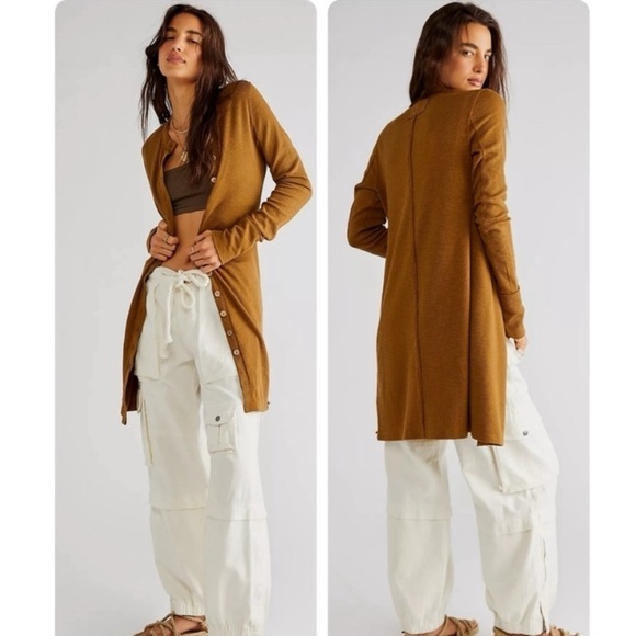 Free People We the Free Gia Cardigan NWT M tobacco - Picture 1 of 11